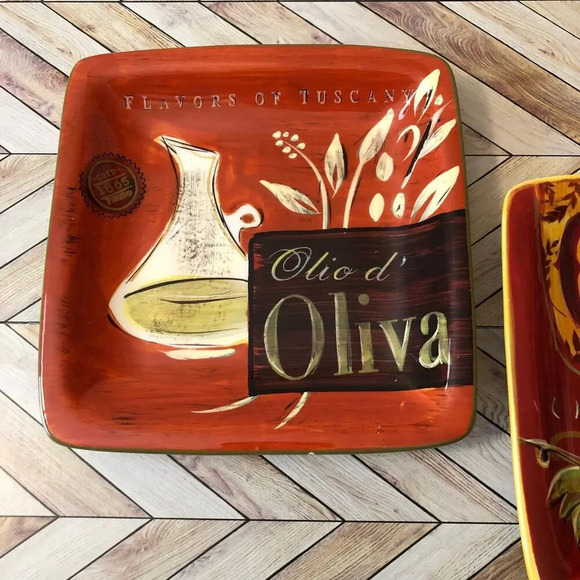 Vintage Pier 1 Imports Hand Painted Cucina Chianti Classico 6" Square Plates - Picture 3 of 6